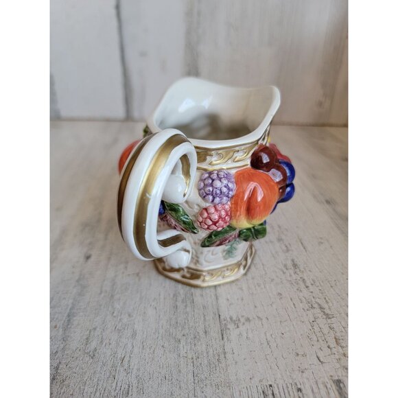 Fitz‎ Floyd pitcher small fruit vintage ceramic xmas home decor - Picture 3 of 7
